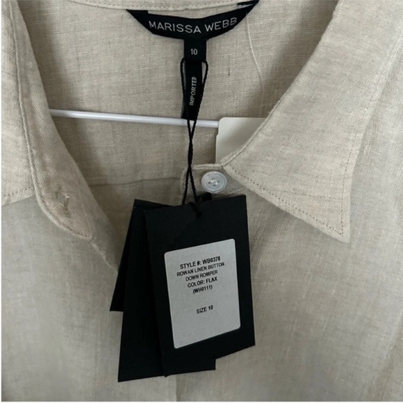 Marissa Webb Rowan Linen Button Down Romper NWT - Picture 9 of 11